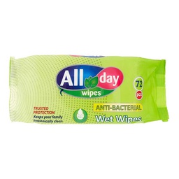 [0100008413] ALL DAY ANTI BACTERIAL WIPES 72PC