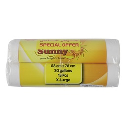[0100025438] SUNNY WHITE TRASH BAG 68X78CMS XL ROLL 2X15PC