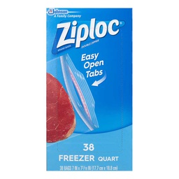 [0100010837] ZIPLOC FREEZER BAGS QRT 38 BAGS