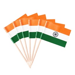 [0100016475] FLAG INDIA + BAMBOO STICK 40*60 PACK OF 6