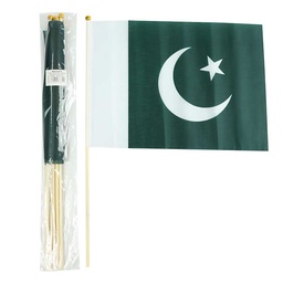 [0100016477] FLAG PAKISTAN + BAMBOO STICK 20*28 PACK OF 6