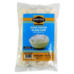 [0100029072] MADHOOR SAGO PAPAD PLAIN COIN 200GM