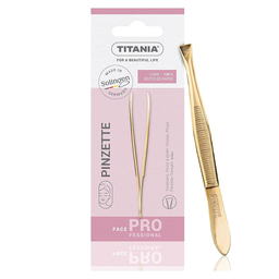 [0100029955] TITANIA TWEEZERS POINT GOLD PLATED SLANTED