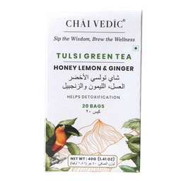 [0100026515] CHAI VEDIC TULSI GREEN TEA HONEY LEMON &amp; GINGER TEA 40GM